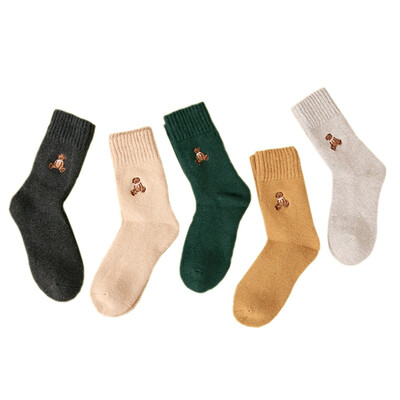 

LifeWheel Womens Vintage Winter Soft Warm Thick Cold Weather Knit Wool Casual Cozy Crew Terry Socks 5 Pairs