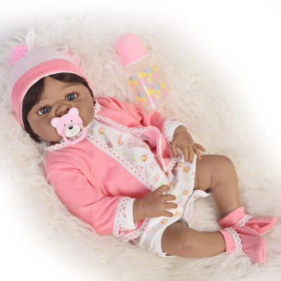 

Realistic Baby Doll 23 Girl Black Skin Reborn Baby Doll Toy Full Silicone Body Handmade Ethnic Dolls For kids Xmas Gift