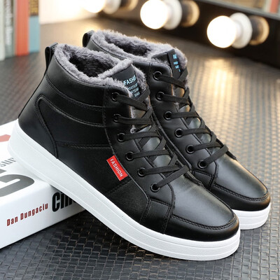 

Mens flannel fashion leisure boots warm high-top shoes