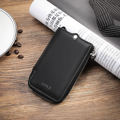 

Golf GOLF first layer leather key chain multi-function card package mens car key package Q8BV41816J black plain