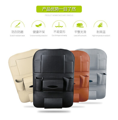 

Car Seat Back Hanging Organizer Bag Universal Auto Multi-pocket PU Leather Pad Cups Storage Holder Bag Foldable Shelf