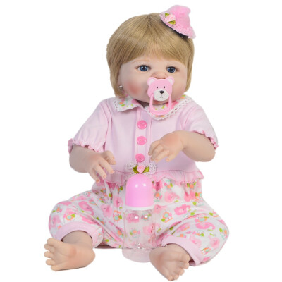 

Fashion Reborn Doll Handmade All Silicone Lifelike Newborn Babies Doll For Kid Christmas Holiday Gift Gold Hair DIY Style