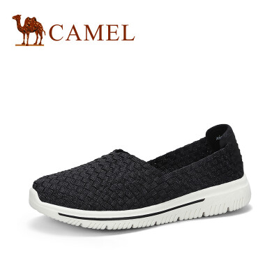 

Camel CAMEL ladies light breathable sleeve flat bottom woven shoes A91304657 black 36