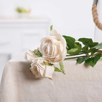 

Origin supply Guangzhou simulation bouquet wholesale three fork Alice rose hotel model room display fake flower Champagne