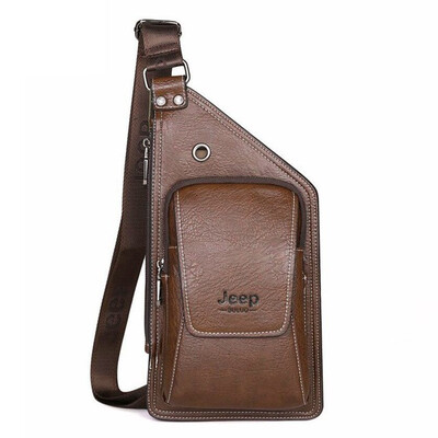 

JEEP BULUO Summer Bag Men Chest Pack Single Shoulder Strap Back Bags Leather Travel Men Crossbody Bags Vintage Chest Bag 633