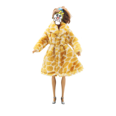 

Fashion Clothes for Doll Leopard-printed Plush Coat Doll Clothes Accessory for Kids Toy Present