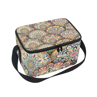 

ALAZA Insulated Lunch Box Mandala Pattern With Shadows Lunch Bag for Men Women Portable Tote Bag Cooler Bag