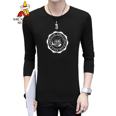

Scarecrow MEXICAN long-sleeved T-shirt male Korean version 2019 new fashion type round neck print wild self-cultivation comfortable trend bottoming shirt t-shirt top mens black L