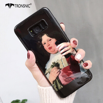 

TRONSNIC Funny Selfie Phone Case for Samsung Galaxy S9 S9 Plus Black Case Shiny Silicone Fat Girl Cover Hot