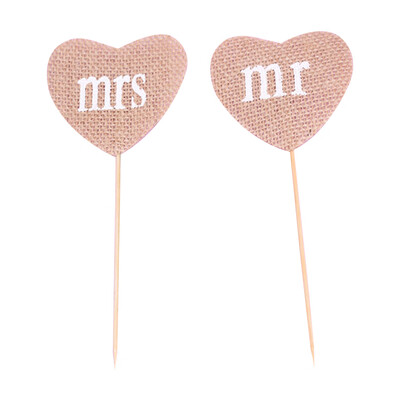

2Pcs Natural Wedding Burlap Heart Flag DIY Craftwork Wall Decor for BirthdayGraduationWeddingBaby Party
