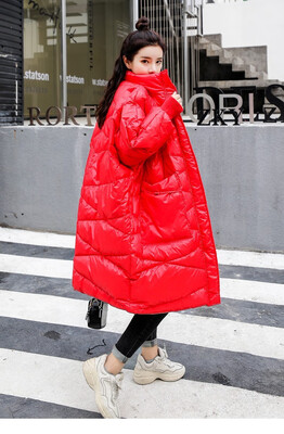 

Over the knee padded womens long loose bread jacket 90300