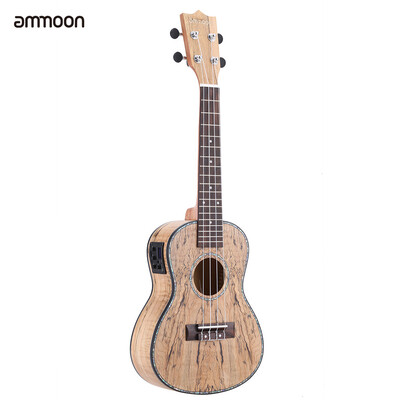 

ammoon 24" DeadwoodRare MaterialUkulele with LED EQ Cowry Shell Brims OX Bone Saddle 4 Strings Instrument Gift Present