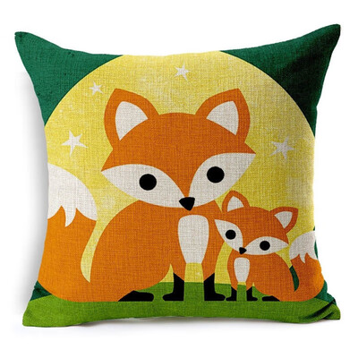 

Christmas Nordic Pillowcase lovely animal fox Decorative Cotton Linen Throw Pillow cover Cojines almofada