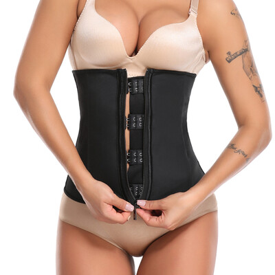 

SLIMBELLE Latex Waist Trainer Cincher Zip&Hook Tummy Control Shapewear Women Steel Boned Corset Plus Size