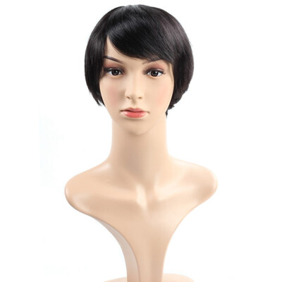 

Brazilian Virgin Hair Straight Human Hair Wigs 8inch Swiss Lace Short Wigs