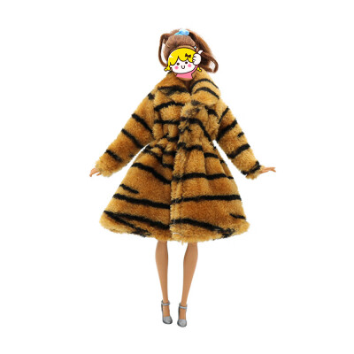 

Fashion Clothes for Doll Leopard-printed Plush Coat Doll Clothes Accessory for Kids Toy Present