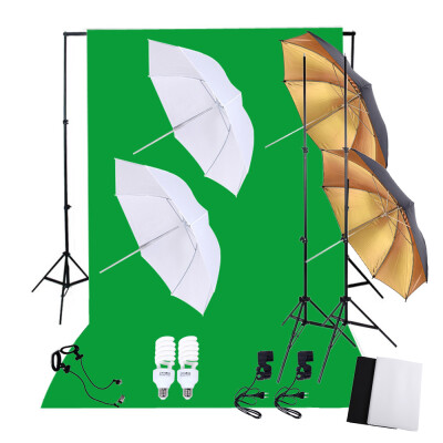 

Professional Photography Photo Lighting Kit Set with 45W 5500K Daylight Studio Bulbs Light Stands Black White Green Nonwoven Fabri