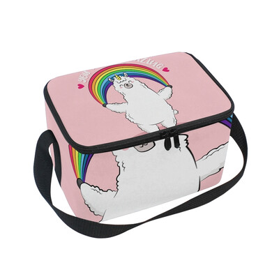 

ALAZA Lunch Box Insulated Lunch Bag Large Cooler Rainbow Llama Tote Bag