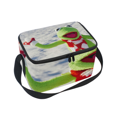 

ALAZA Lunch Box Snow Cold Winter Frog Insulated Lunch Bag Large Cooler Tote Bagfor Men Women