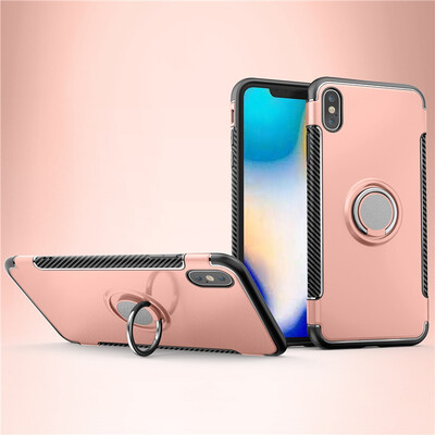 

Fecoprior Back Cover For iPhone  Max Case Car Holder Stand Hard PC Silicon Ring Suction Bracket Celulars