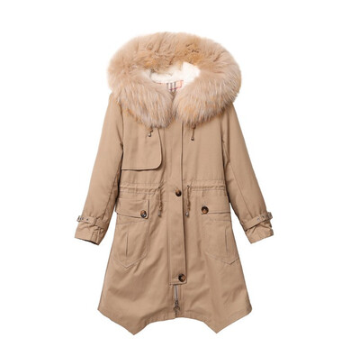 

Big fox fur hooded to overcome female long fur coat 2018 winter new rex rabbit hair liner 90241