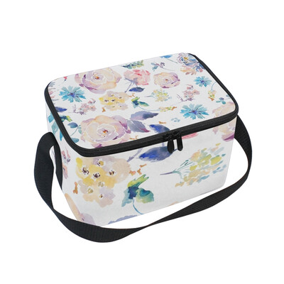 

ALAZA Insulated Lunch Box Watercolor Pattern With Chrysanthemums Lunch Bag for Men Women Portable Tote Bag Cooler Bag