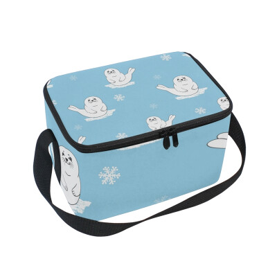 

ALAZA Lunch Box Insulated Lunch Bag Large Cooler Cute Cartoon Baby Seal Pup Tote Bag