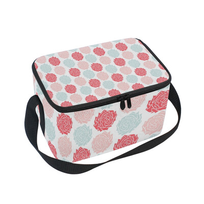 

ALAZA Insulated Lunch Box Rose Blue Red Lunch Bag for Men Women Portable Tote Bag Cooler Bag