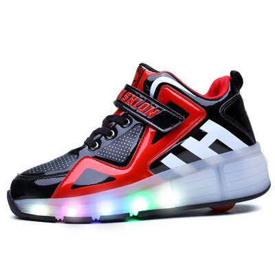 

NEW 2018 Children Wheel Shoes With LED Lighted Breathable Fashion Boy & Girls Roller Sneakers SPORT CASUAL For Kids