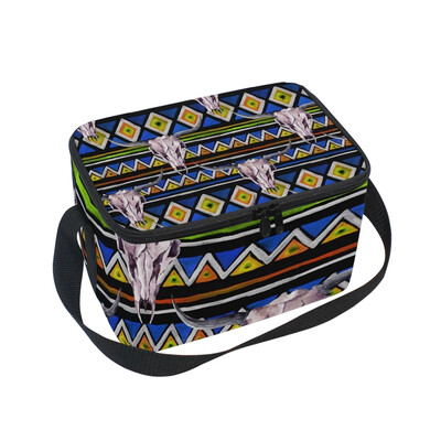 

ALAZA Insulated Lunch Box Tribal Deer Texture Lunch Bag for Men Women Portable Tote Bag Cooler Bag
