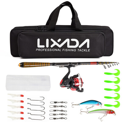 

Lixada Carbon Fiber Telescopic Fishing Rod&Reel Combo Full Kit Spinning Fishing Reel Fishing Lure Gear Organizer Pole Set