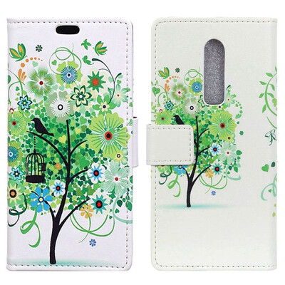 

MOONCASE One plus 6T pattern leather case - green tree