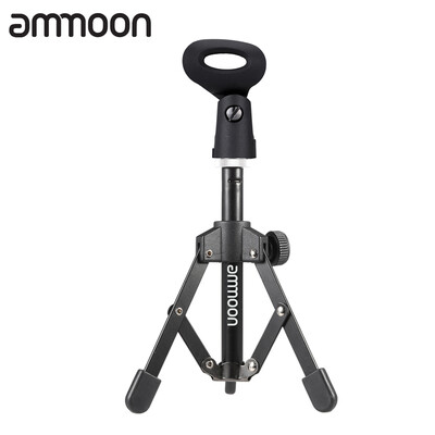 

ammoon MS-12 Mini Foldable Adjustable Desktop Microphone Stand Tripod with MC4 Mic Clip Holder Bracket for Meeting Lectures Podcas
