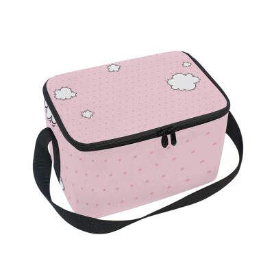 

ALAZA Insulated Lunch Box Pink Clouds Pattern Lunch Bag for Men Women Portable Tote Bag Cooler Bag
