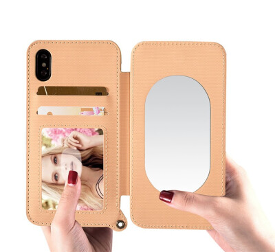 

2018 Hot Sales Lady Makeup Mirror With Card Pocket Phone Cases For samsung s8 plus Wallet TPU Business Dirt-Resistant Phone Cases