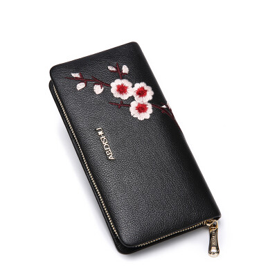 

APDISHU first layer leather wallet European&American fashion ladies wallet long clutch bag AP8368 black