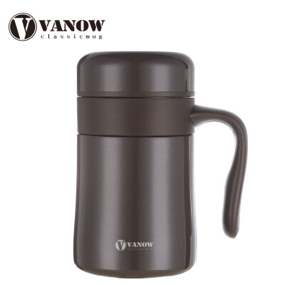 

British vanow mug men&women 316 stainless steel cups cups tea separation mug business office cup 420ml brown