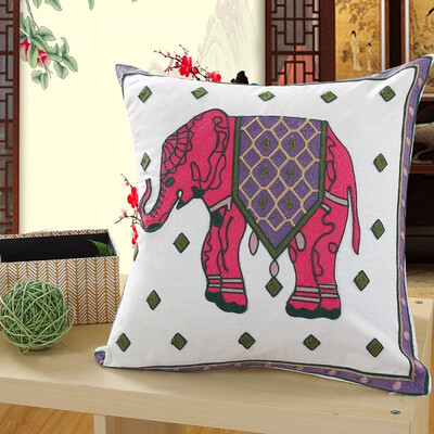 

Embroidery Cushion Cover Elephant Flower Pattern Cotton Pillow Home Decor Sofa Bed Decor Decorative Pillowcase 4545 cm