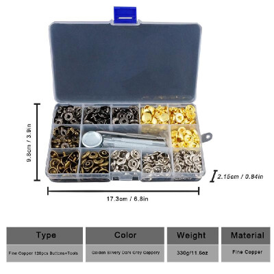 

5 Sets Snap Buttons Tools Press Studs Sewing Button Snap Fasteners Bronze DIY Leather Craft Clothes Accessories 40pcs-140pcsSet