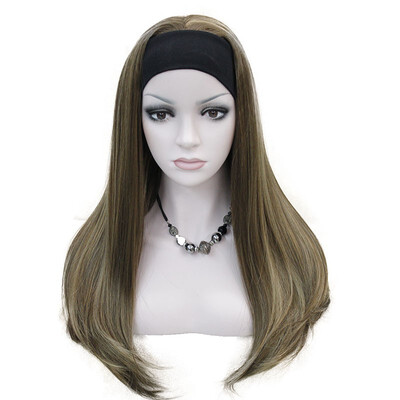 

StrongBeauty Long 34 womens wigs hairpiece Straight with Adjust Black Headband Blonde Highlighted wig Synthetic Hair