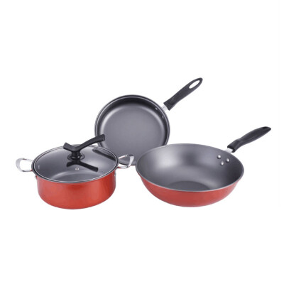 

3pcsset Non-stick Saucepans Set of 3pcs Nonstick Soup Pot Frying Pan Wok Stockpot Set Fast Heat-up Food Boiler Soup Pot with Glas