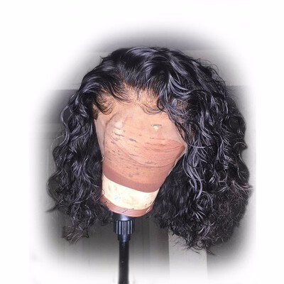 

Brazilian Human Hair Wet Wavy Curly Bob Full Lace Wig Deep Part Short Remy Virgin Hair Bob Wig Glueless Preplucked Bleach Knots