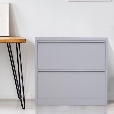 

2 Drawer File Cabinet Metal Storage Chest Home Office - Grey