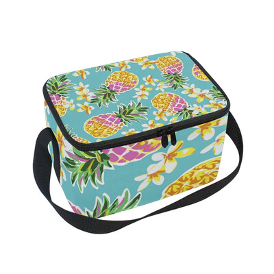 

ALAZA Lunch Box Insulated Lunch Bag Large Cooler Tote Bag Flowers Pineapple for Men Women Girls Boys