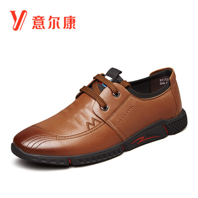 

Yierkang mens shoes round head strap casual shoes Korean version of the wild soft surface single leather shoes 9111ZA97361W brown 41
