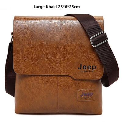 

Men Tote Bags JEEP BULUO Famous Brand New Fashion Man Leather Messenger Bag Male Cross Body Shoulder Business Bags For Men 1505