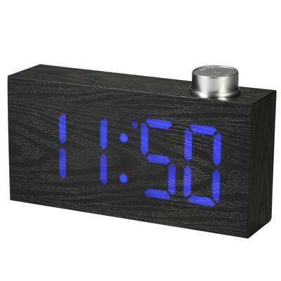 

Wooden Digital LED Mirror Alarm Clock USB Powered 12H24H °C°F Display Alarm Thermometer with Rotating Knob Adjustable LED Lumina