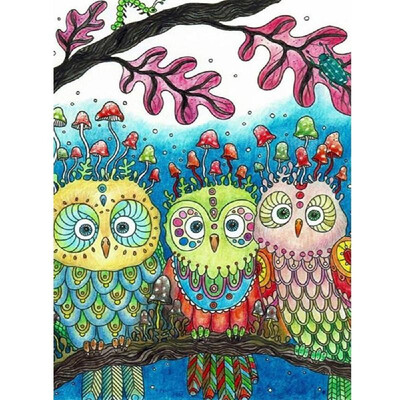 

DIY Diamond Painting Cross Stitch Cute Owls Full Round Diamond Embroidery Rhinestone Home Decor Handwork Gift Canvas size 3040cm