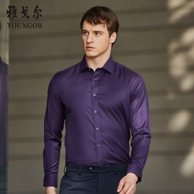 

Youngor shirt mens 2019 spring youth mens casual dress shirt YLDD10379JBY purple 38