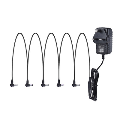

Guitar Effect Power Supply Adapter 9V DC 1000mA 5 Way Daisy Chain Chord Cable Negative Inside Positive Outside